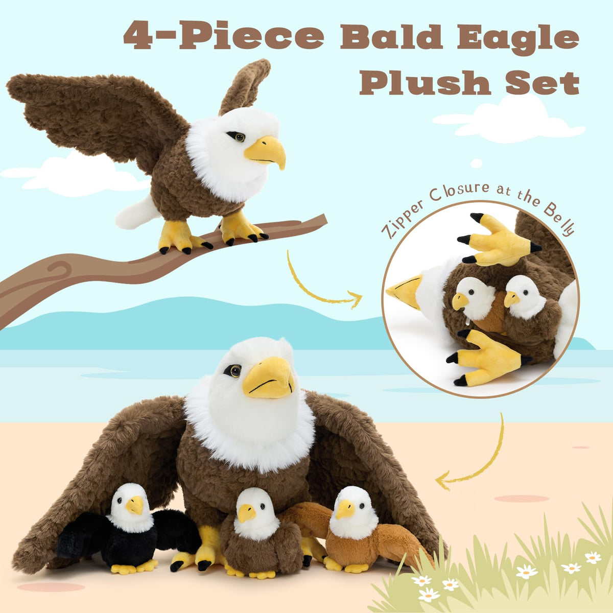 BENINY soft fabric eagle plush offering plush comfort during cuddles