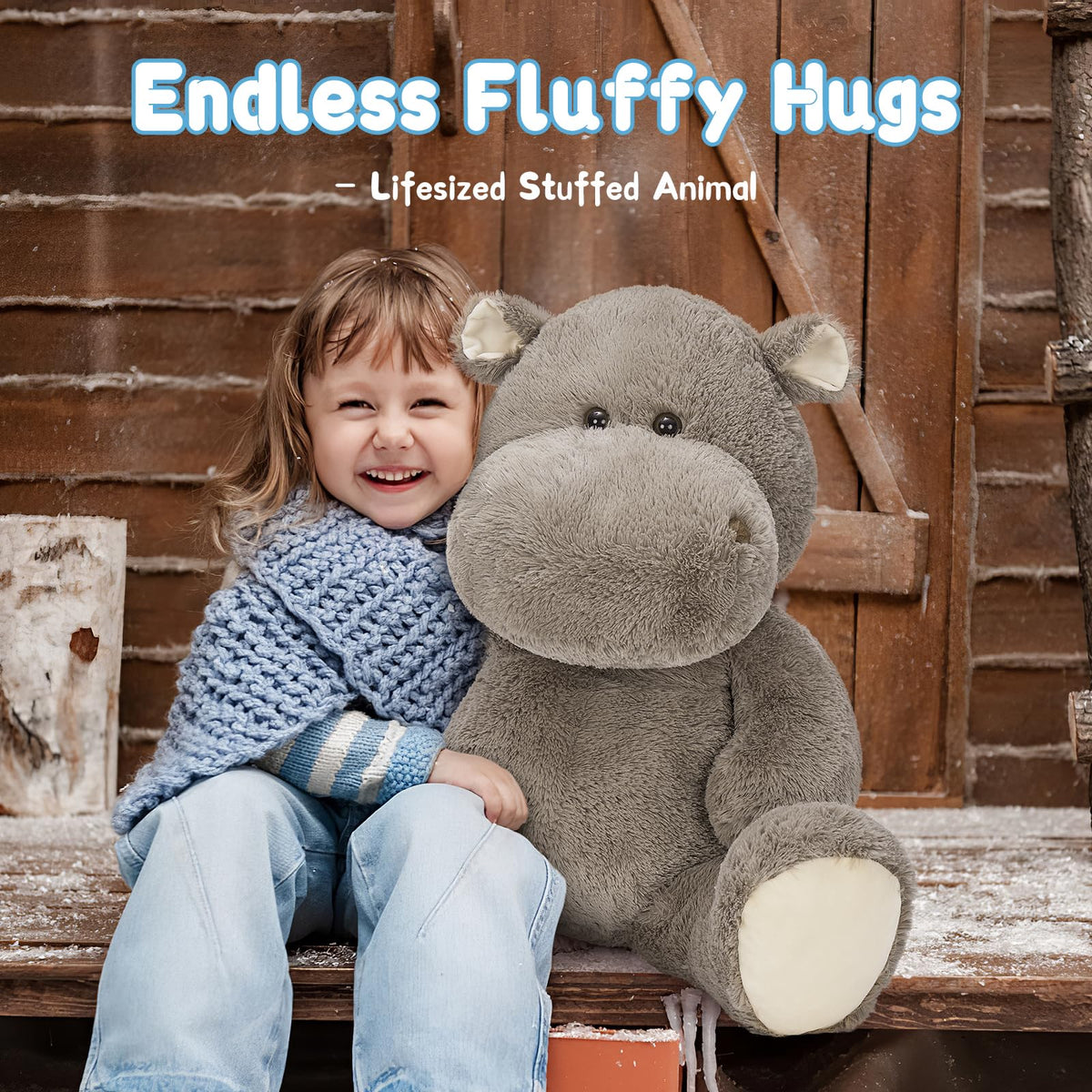 BENINY soft plush fabric hippo highlighting quality materials