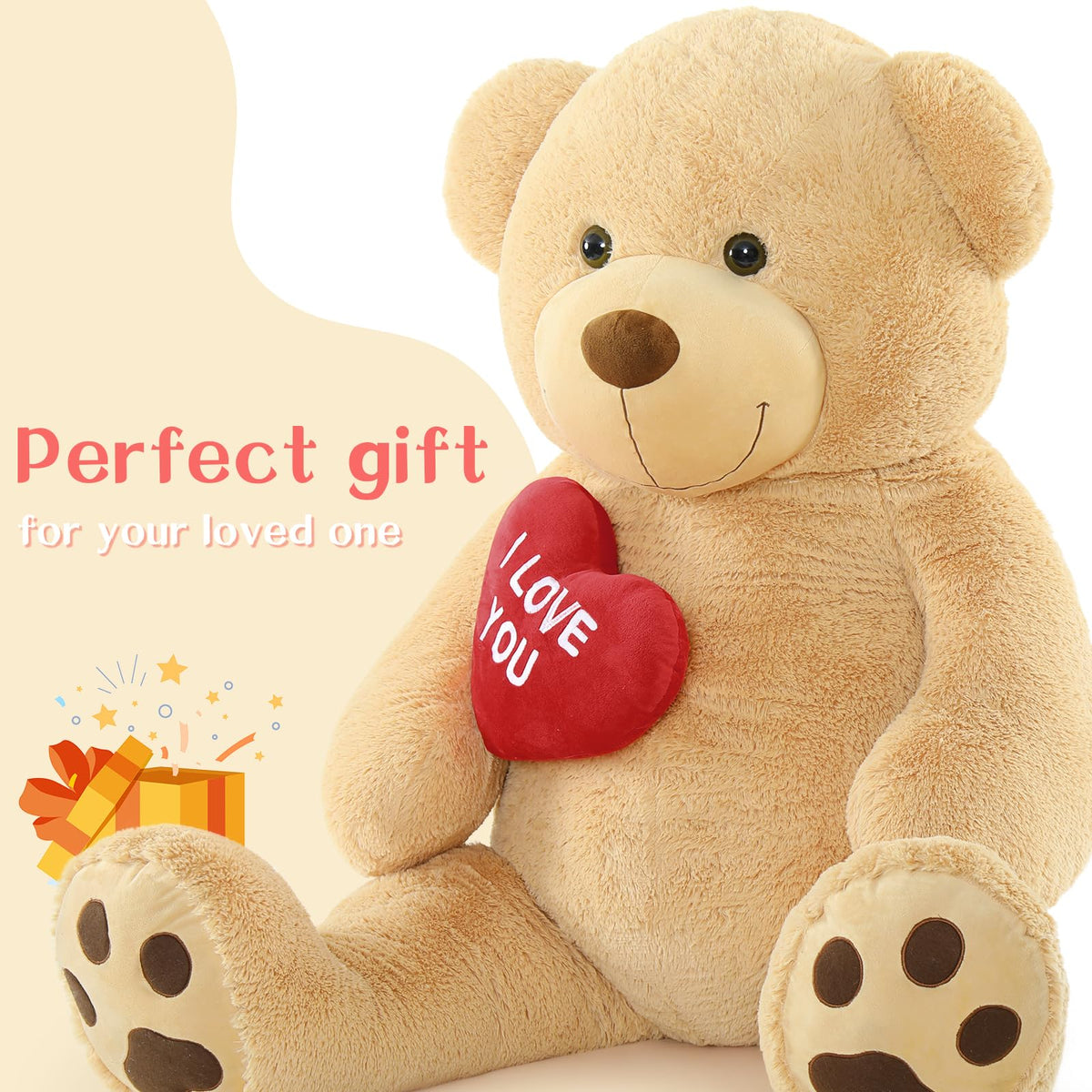 BENINY teddy bear heart embroidery close-up shows I love you message