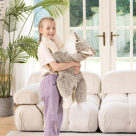BENINY Wolf Plush Neutral Gray, versatile decor and cuddle buddy.