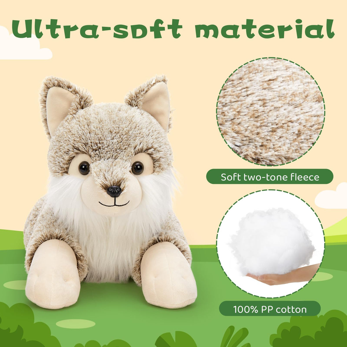 BENINY Giant Wolf Plush Educational Play, teaches wildlife via tactile exploration.