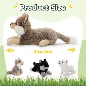 BENINY wolf plush, ultra-soft fur for cozy hugs and comfort.