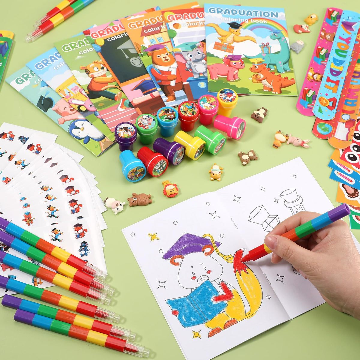 BenLouis 192-pcs graduation stampers for quick classroom activities.