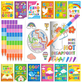 BenLouis 24 Bible Verses mini coloring books with stacking crayons for kid-friendly faith activities