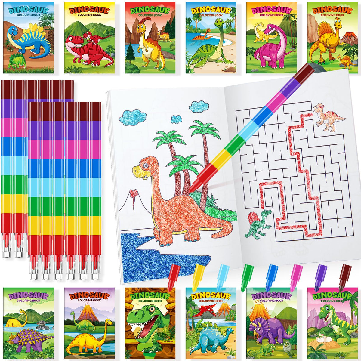 BenLouis 24 dinosaur mini coloring books for kids, ideal party favors.