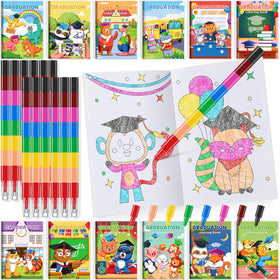 BenLouis 24 kindergarten graduation coloring books with festive designs for classroom crafts.