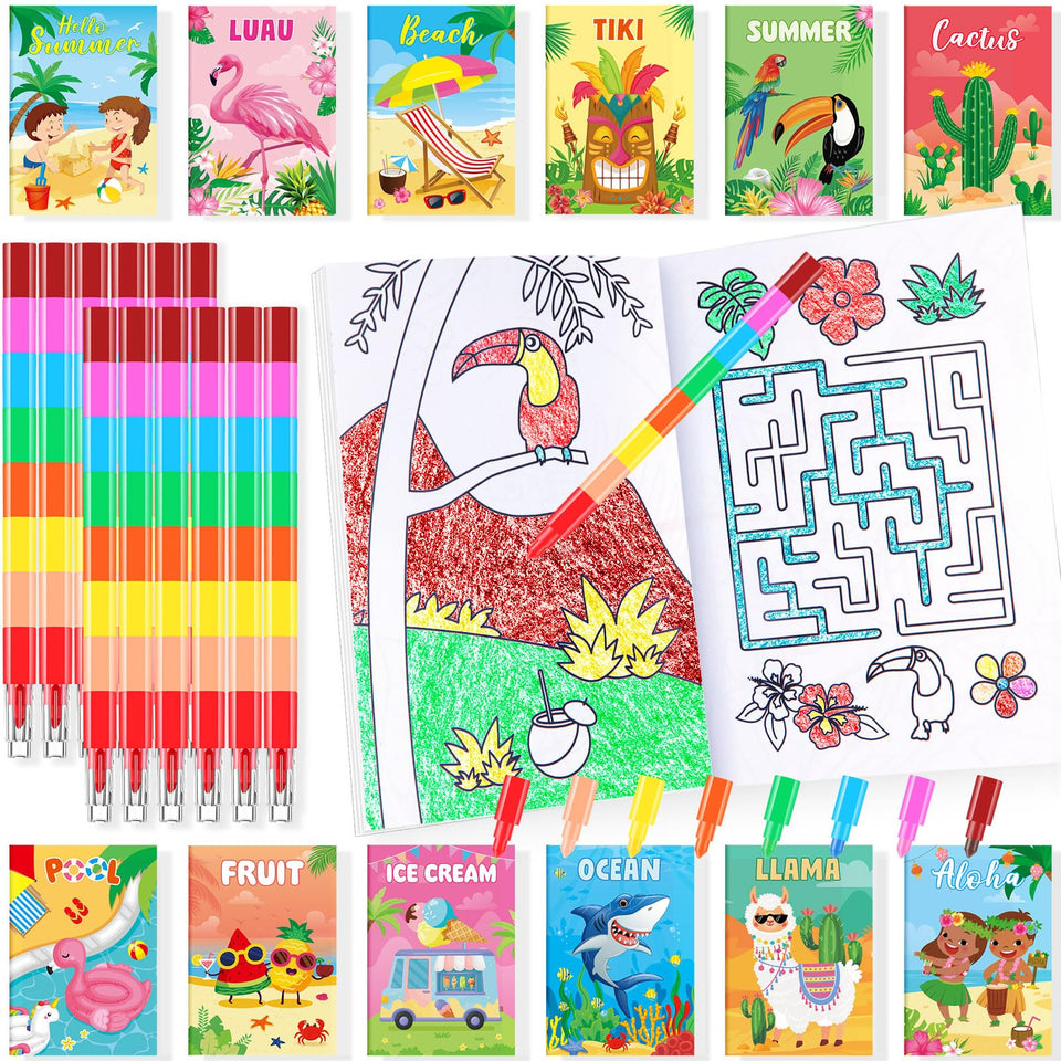BenLouis 24 summer mini coloring books for travel and party time