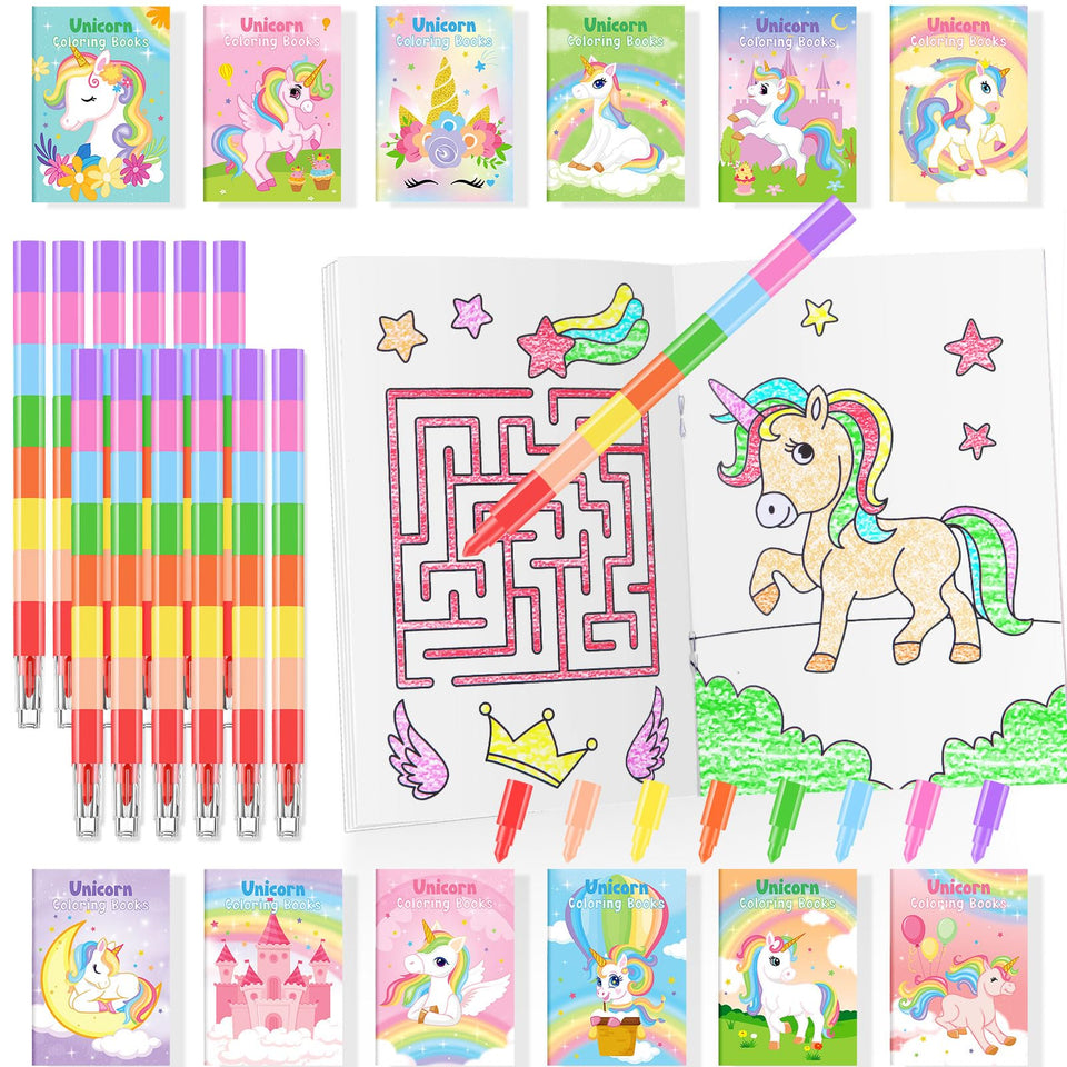 BenLouis 24 unicorn mini coloring books for kids