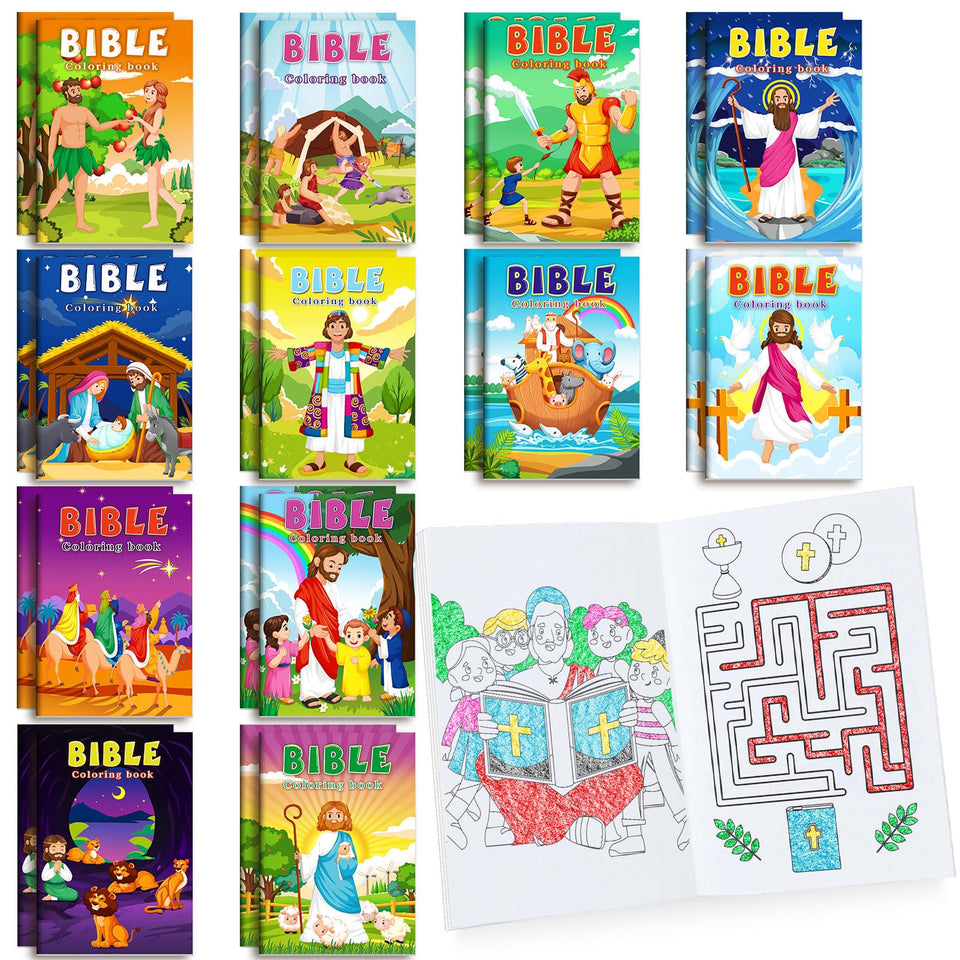 BenLouis 60-pack Christian coloring books, front view, ideal for classroom or party favors.