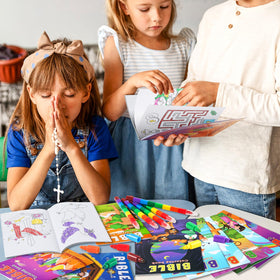BenLouis 60-pack Christian coloring books for kids, coloring activity spread, travel-friendly.
