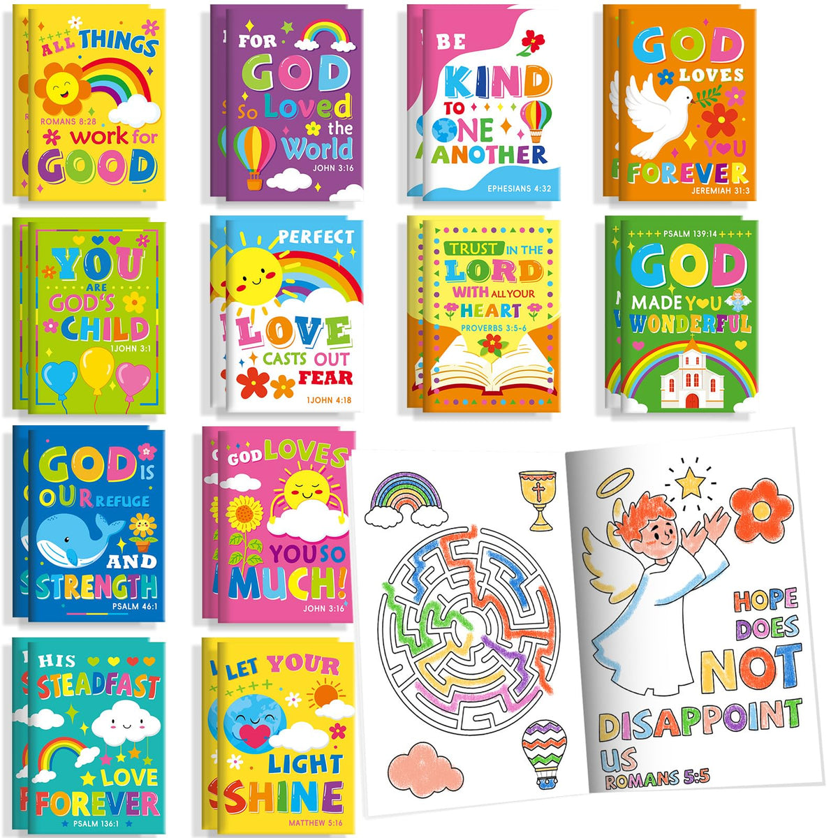 BenLouis Bible coloring books cover collage, 60-pack for kids' activities