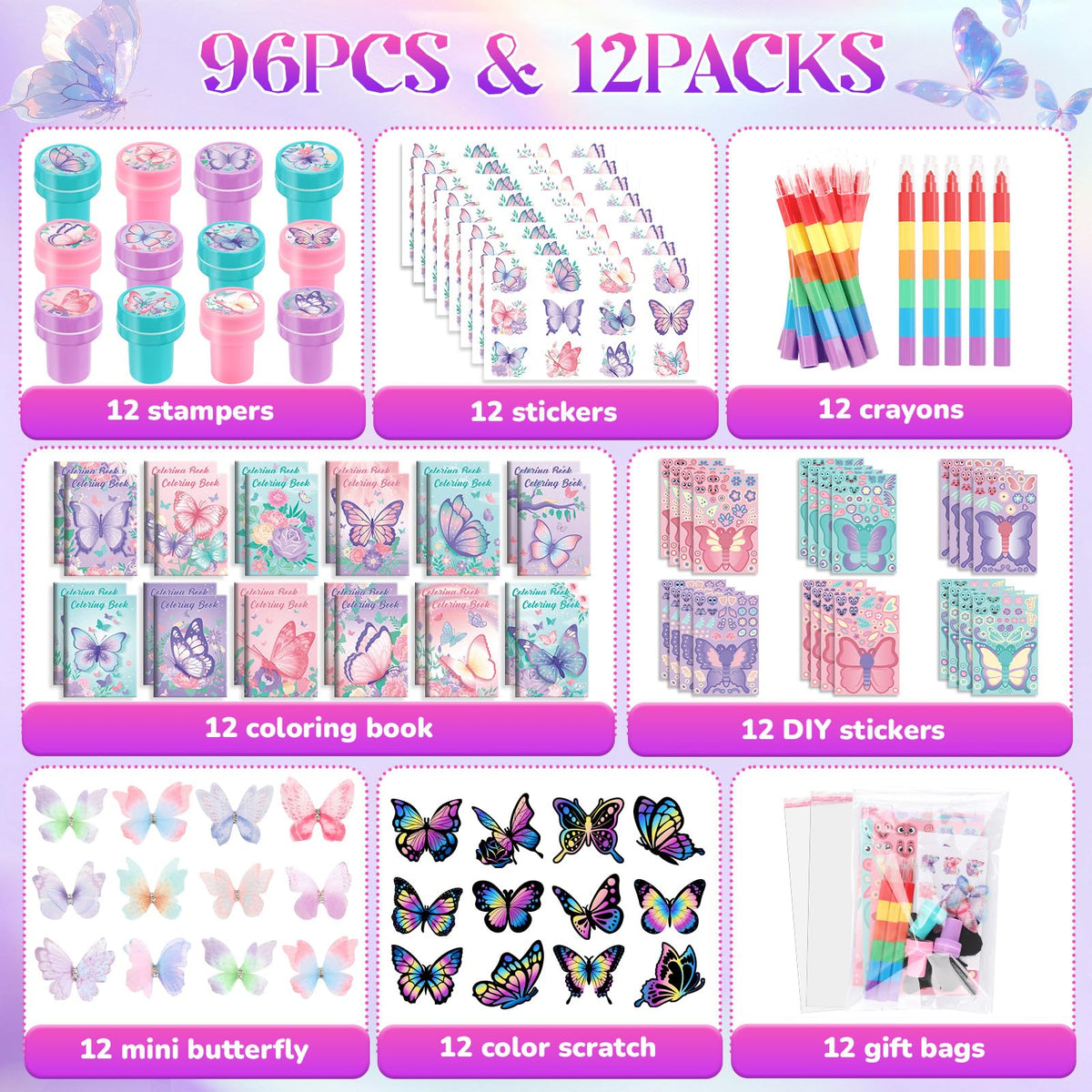 BenLouis butterfly crayons help kids color and imagine during party activities.