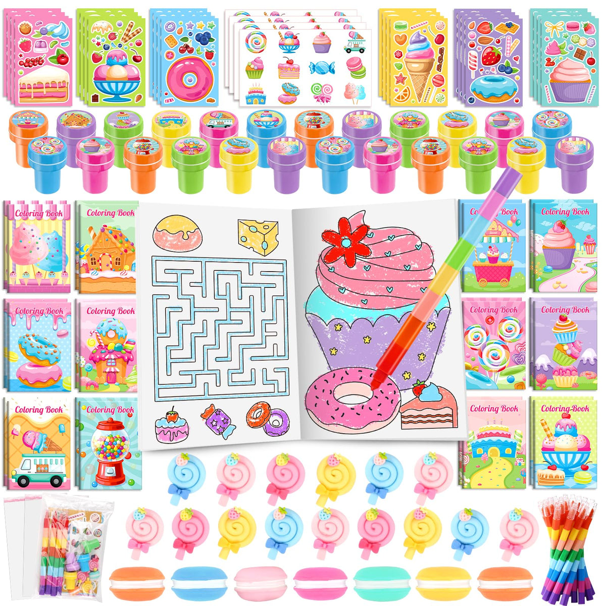 BenLouis candyland doughnut coloring book: portable art activity for kids at parties