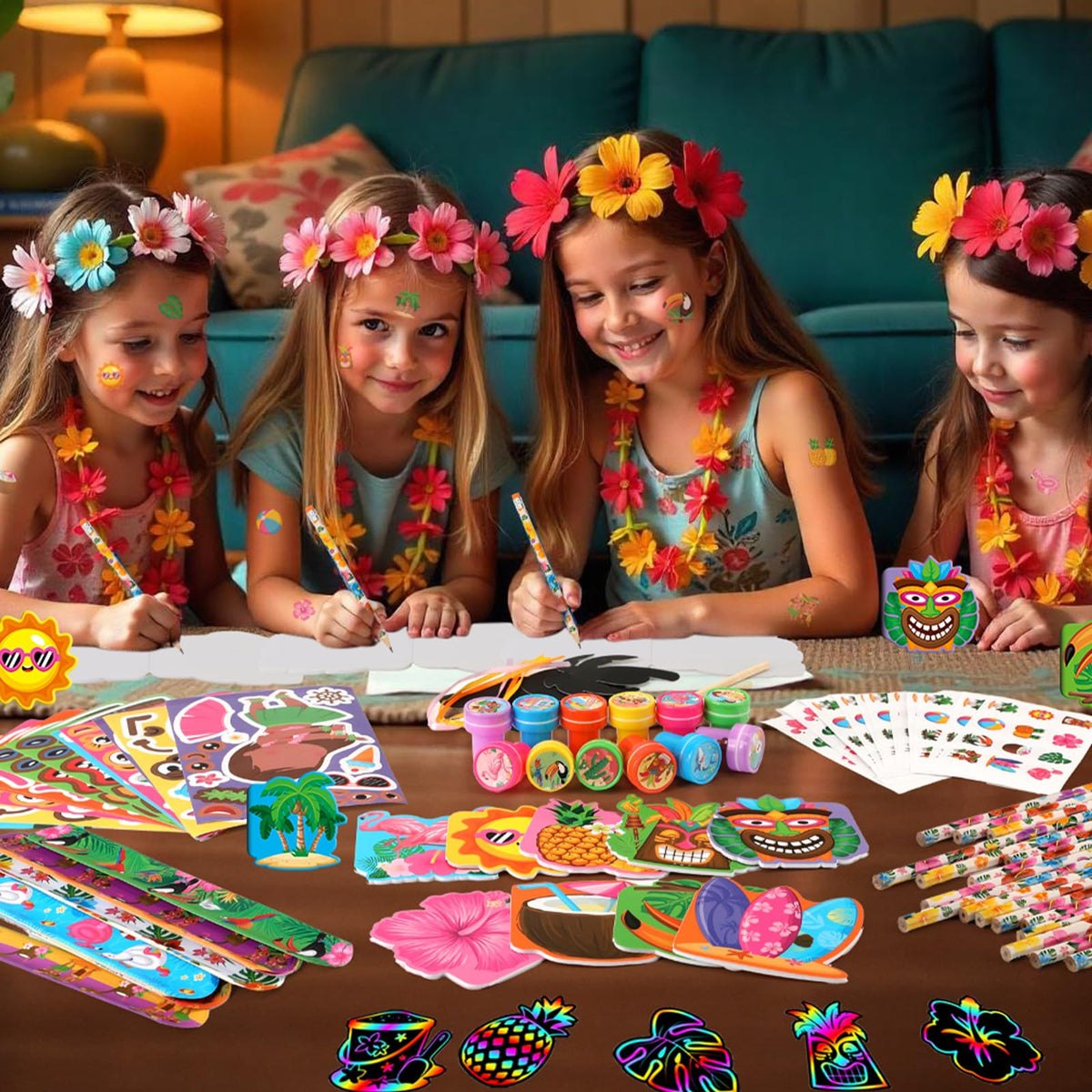 BenLouis clear gift bags ready to hold Hawaii themed party favors