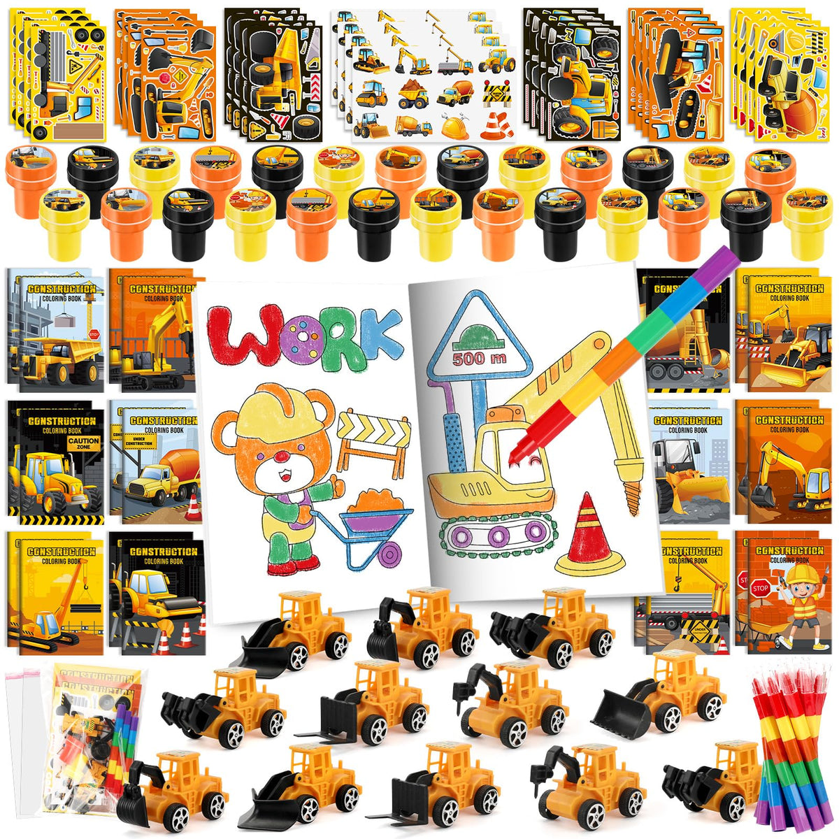 BenLouis construction coloring books stimulate creativity during party activities.