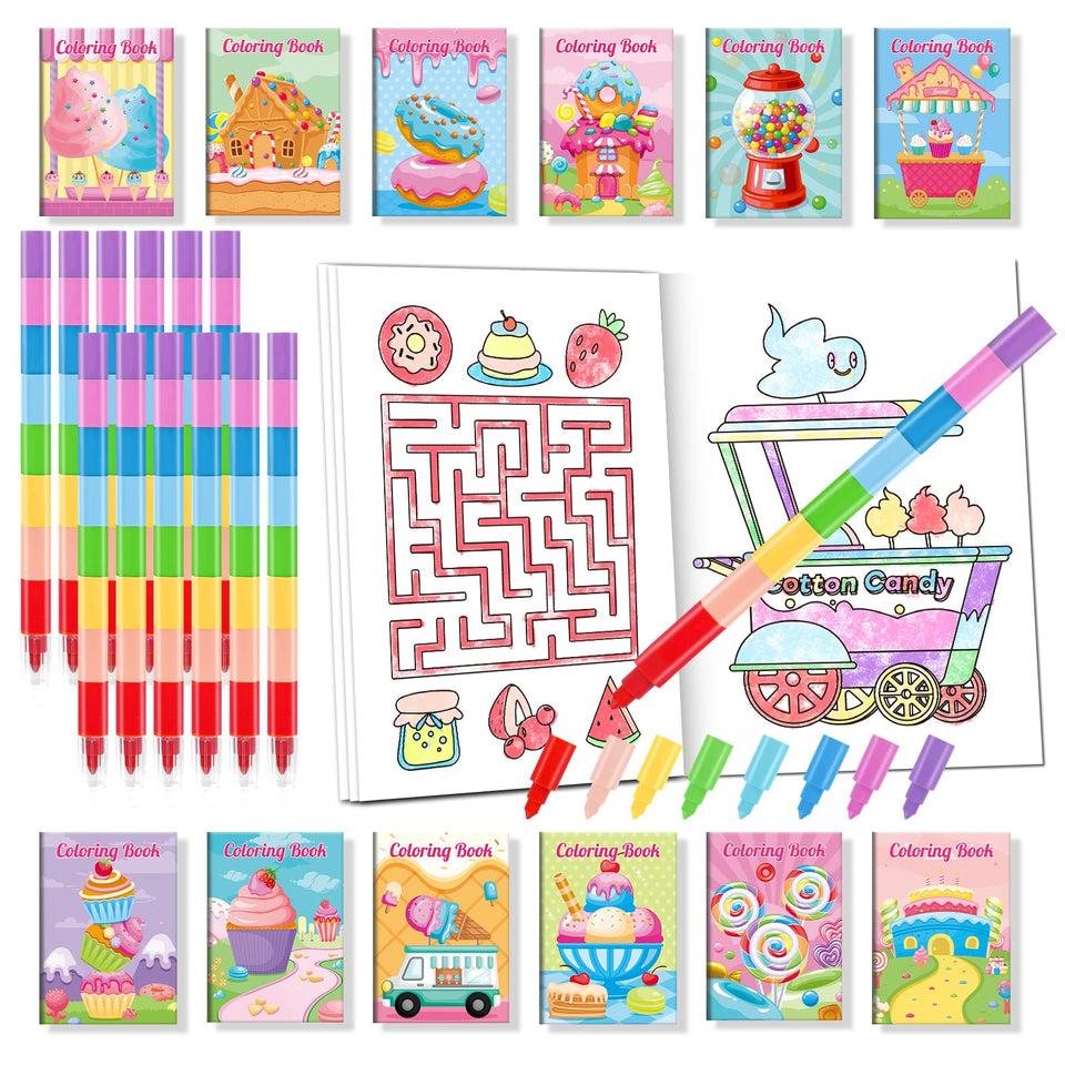 BenLouis donut mini coloring books front cover with vibrant donuts, ideal party favors