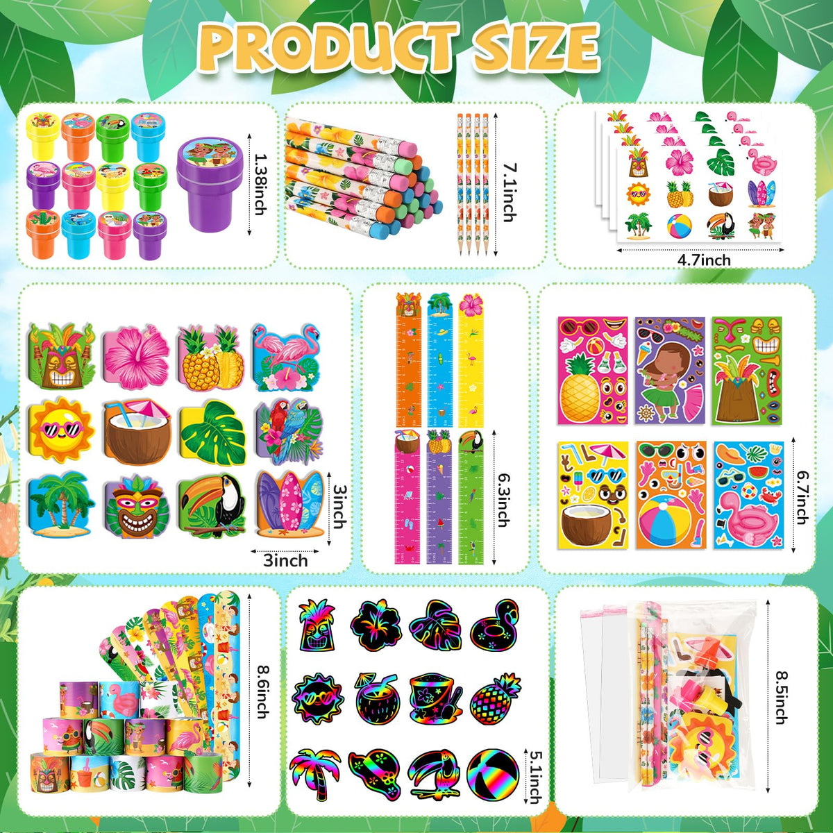 BenLouis Hawaiian rulers featuring hibiscus and tiki accents for schoolwork