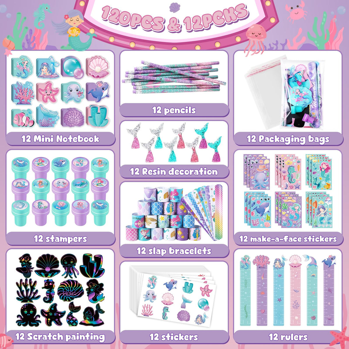 BenLouis Mermaid pencils set adds playful color to homework and party favors.