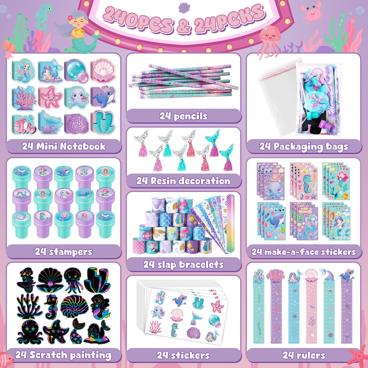 BenLouis Mermaid pencils ideal for themed birthday activities and back-to-school use.