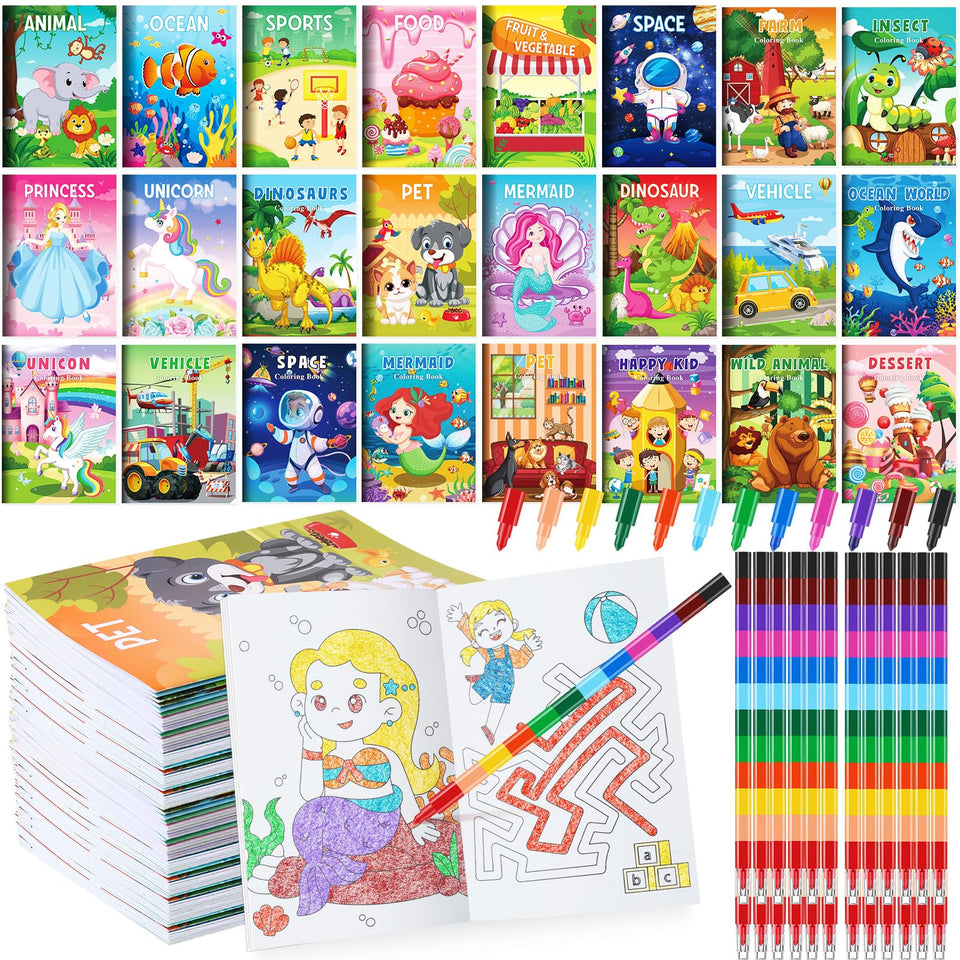 BenLouis mini coloring book with stacking pencils for travel coloring and on-the-go fun.
