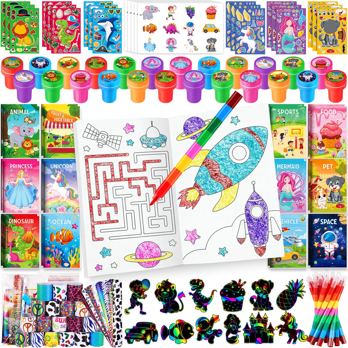 BenLouis 96Pcs kids party favors set: colorful mini coloring books ideal for classroom rewards.