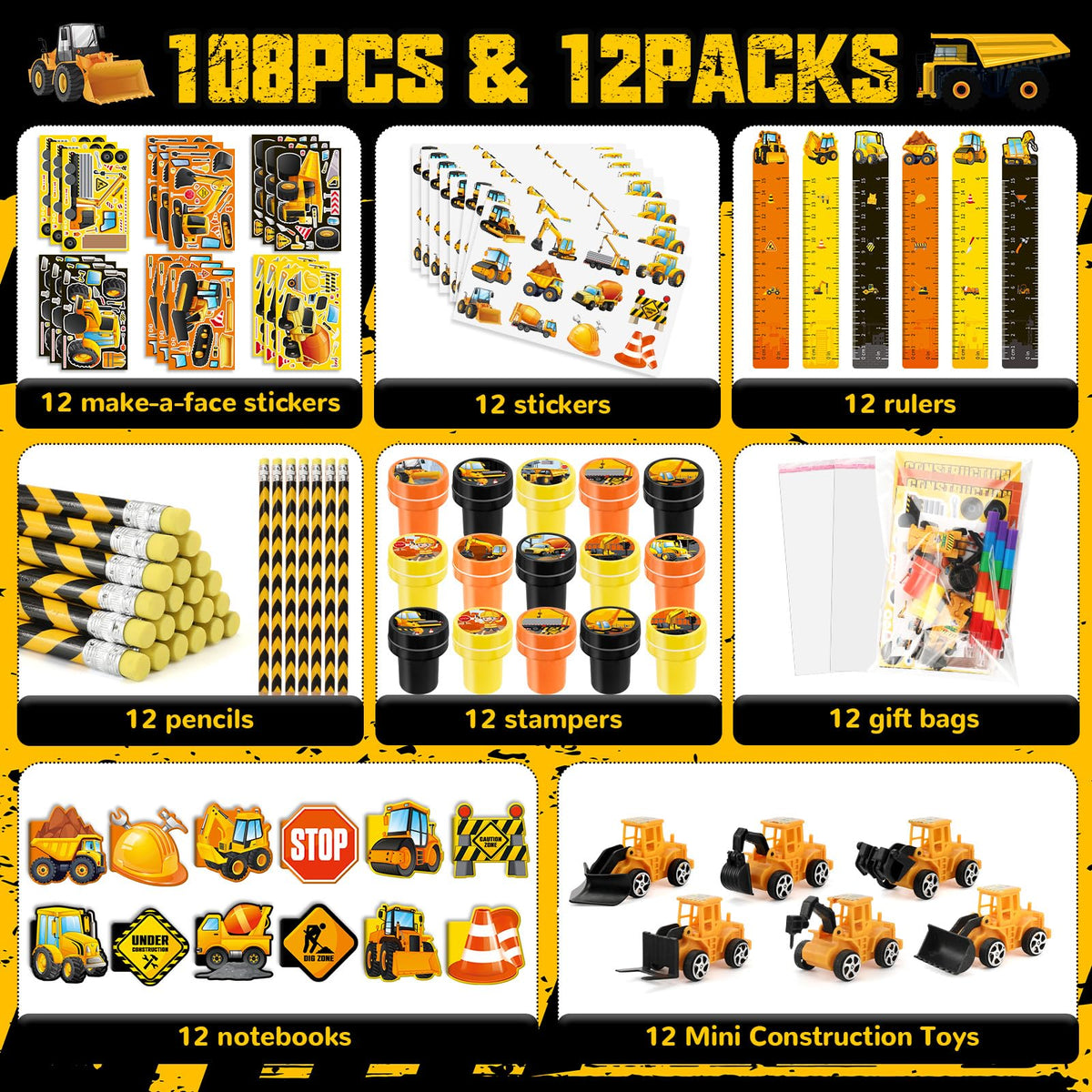 BenLouis mini notebooks ideal desk companions for kids' construction party favors