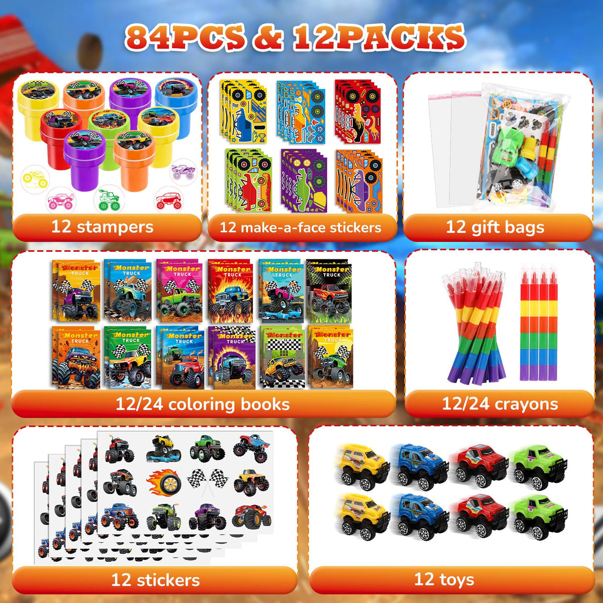 BenLouis monster truck coloring books set for creative party activities