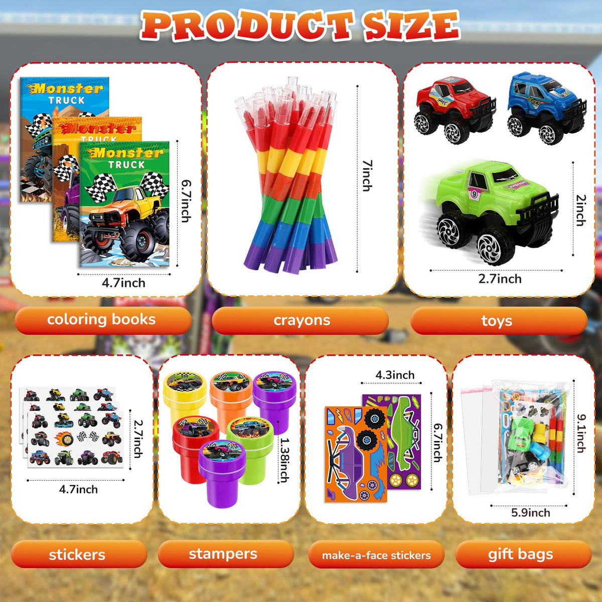 BenLouis monster truck stamps encourage stacking and stamping crafts during party activities.