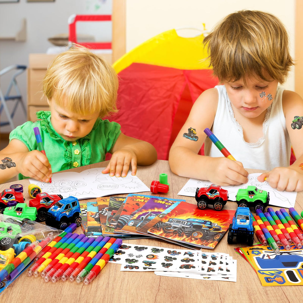 BenLouis monster truck stickers enhance decorating goodie bags and party decor.
