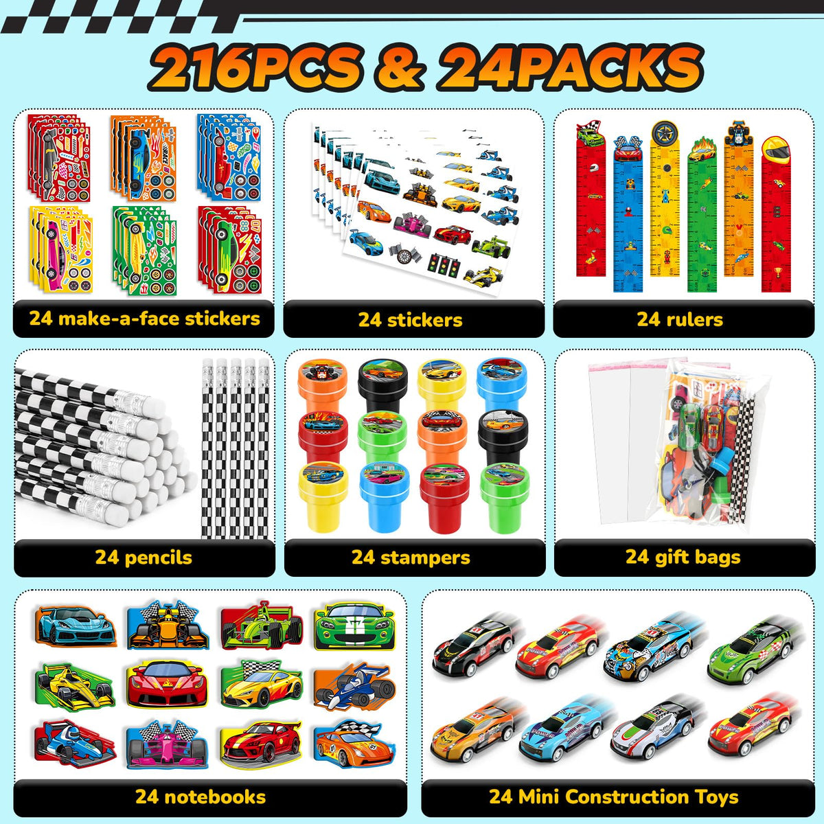 BenLouis race car toys ideal for treat bags and birthday decorations.