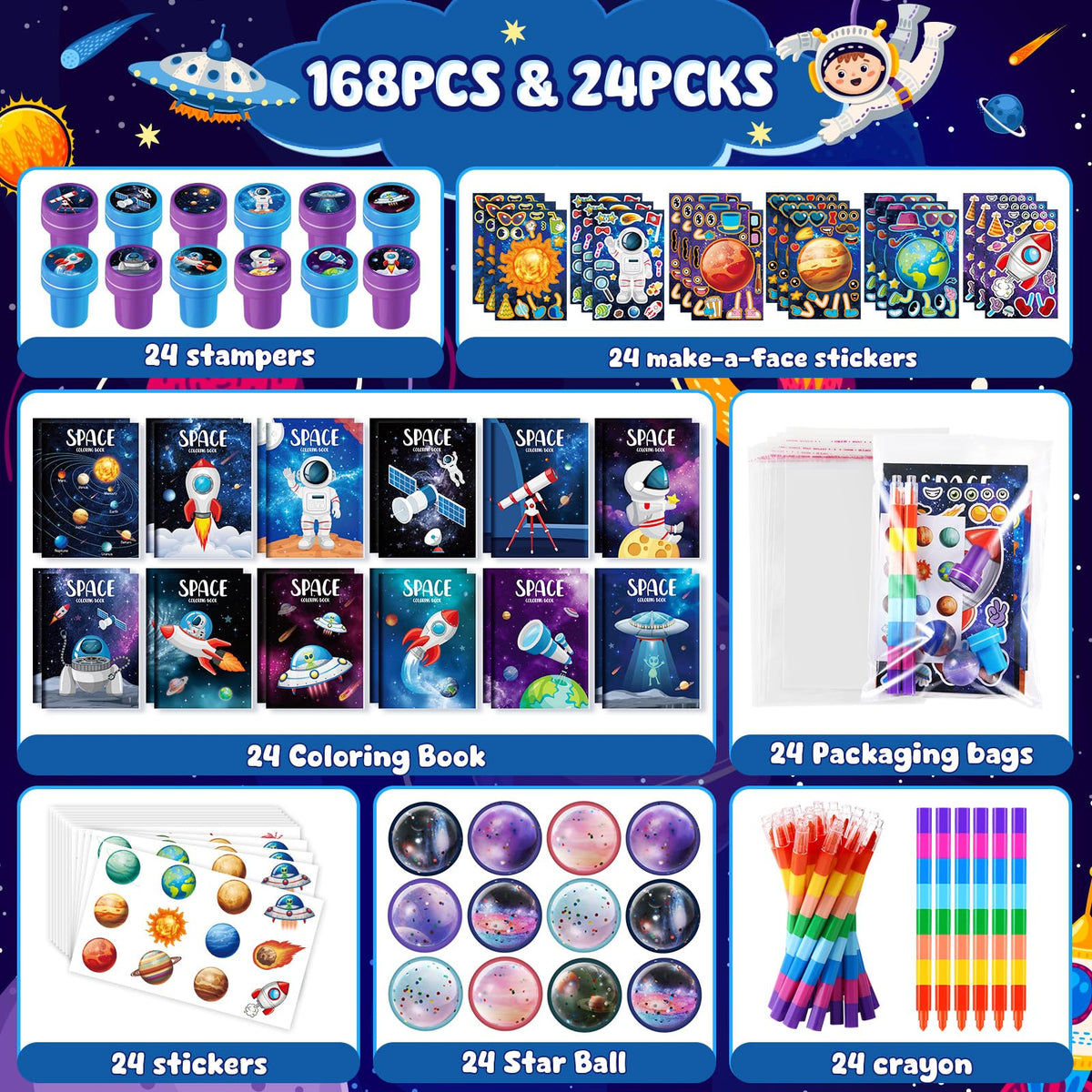 BenLouis space crayons set for coloring fun at birthdays and classroom activities