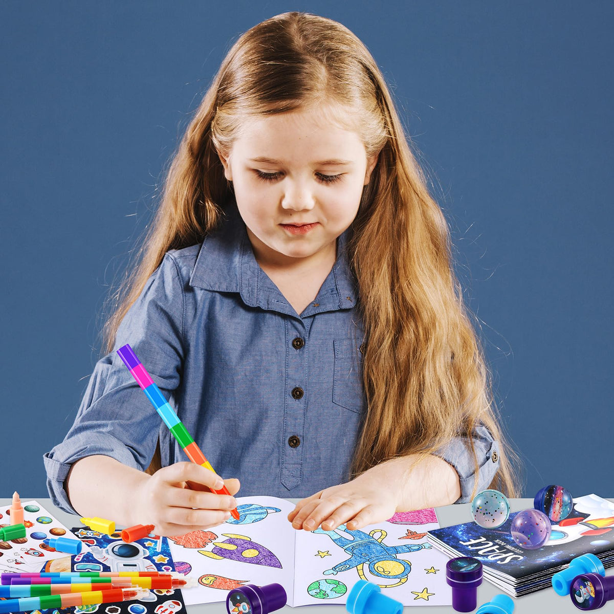 BenLouis space stickers add popping designs to bags and crafts.