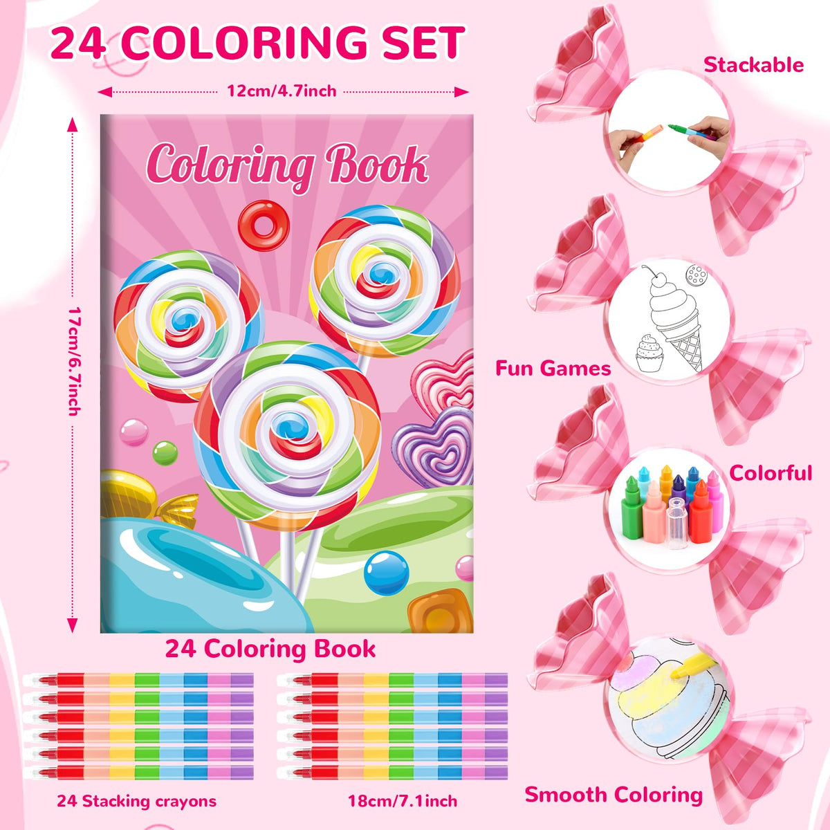 BenLouis stacking crayons 24-piece set for easy grip and coloring