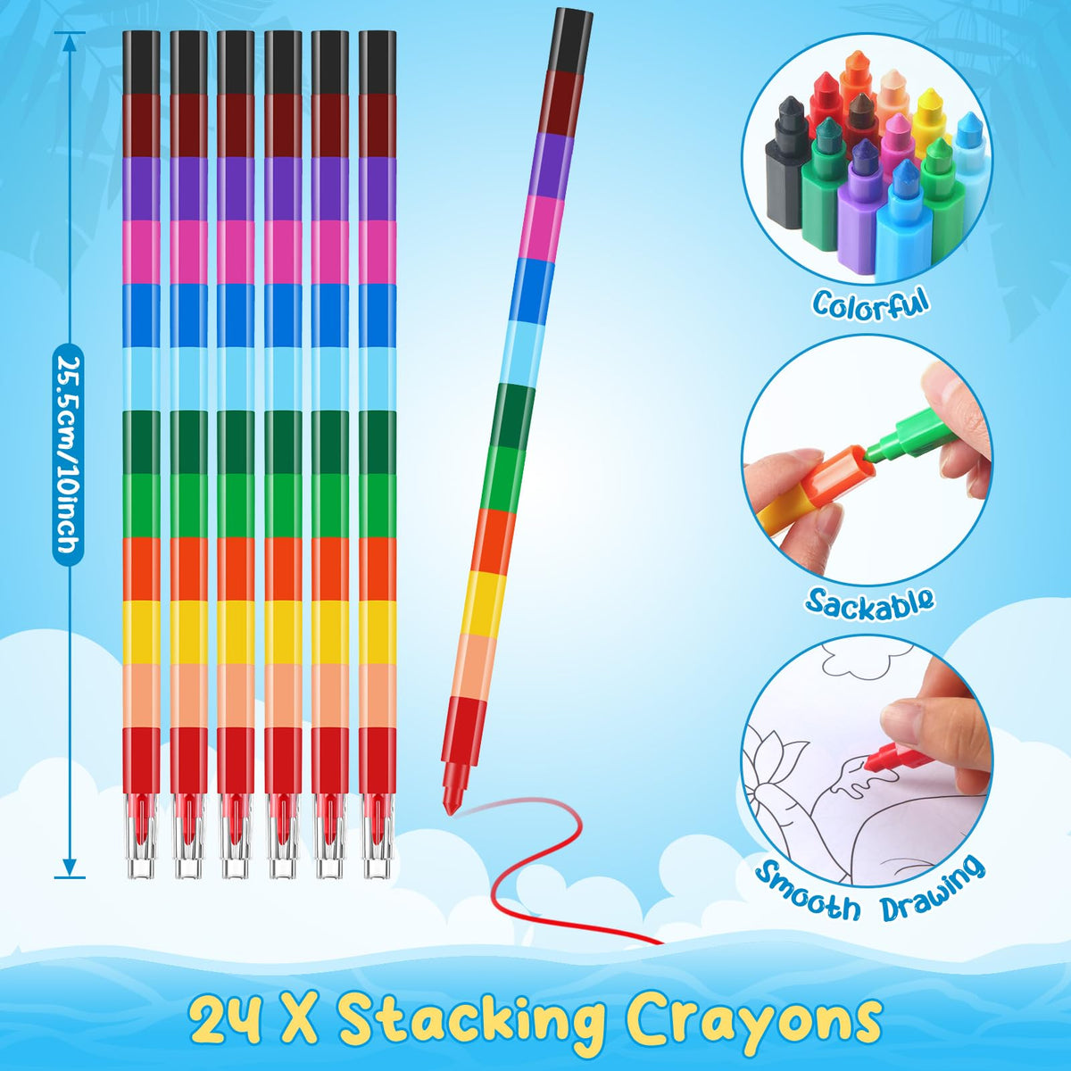 BenLouis stacking crayons included for easy color play.