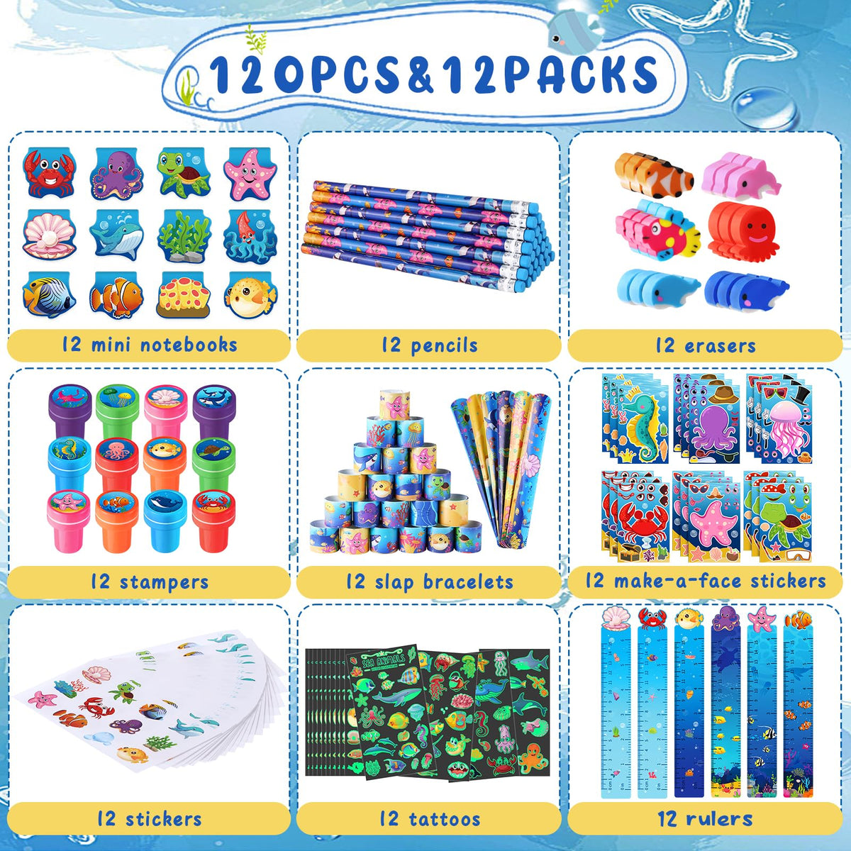 BenLouis undersea erasers help tidy mistakes during art and classroom activities.