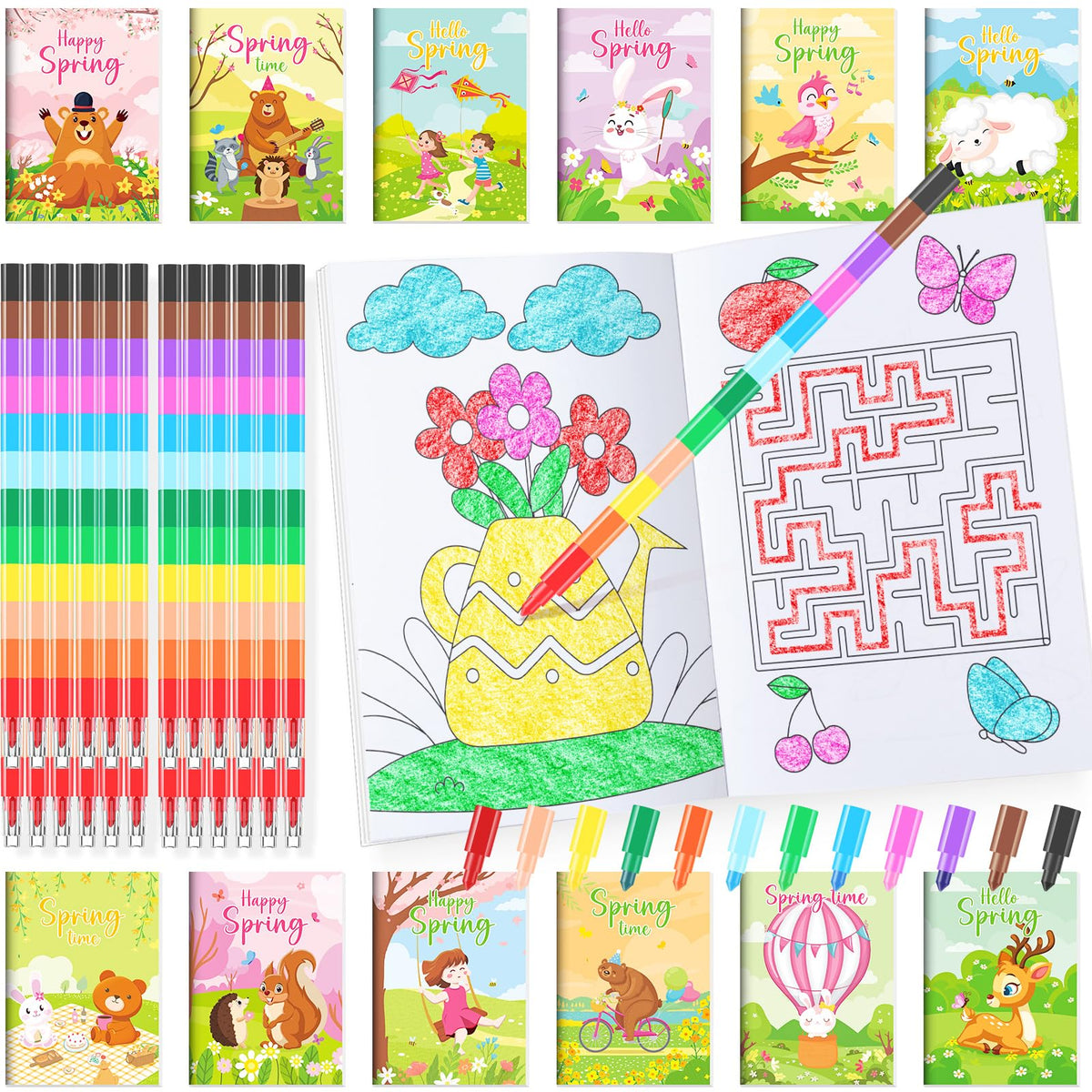 BenLouis Spring mini coloring books cover display for compact party favors and color play