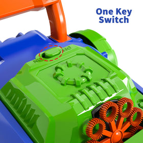 Bennol Bubble Lawn Mower delivers bubbles on demand for outdoor play.