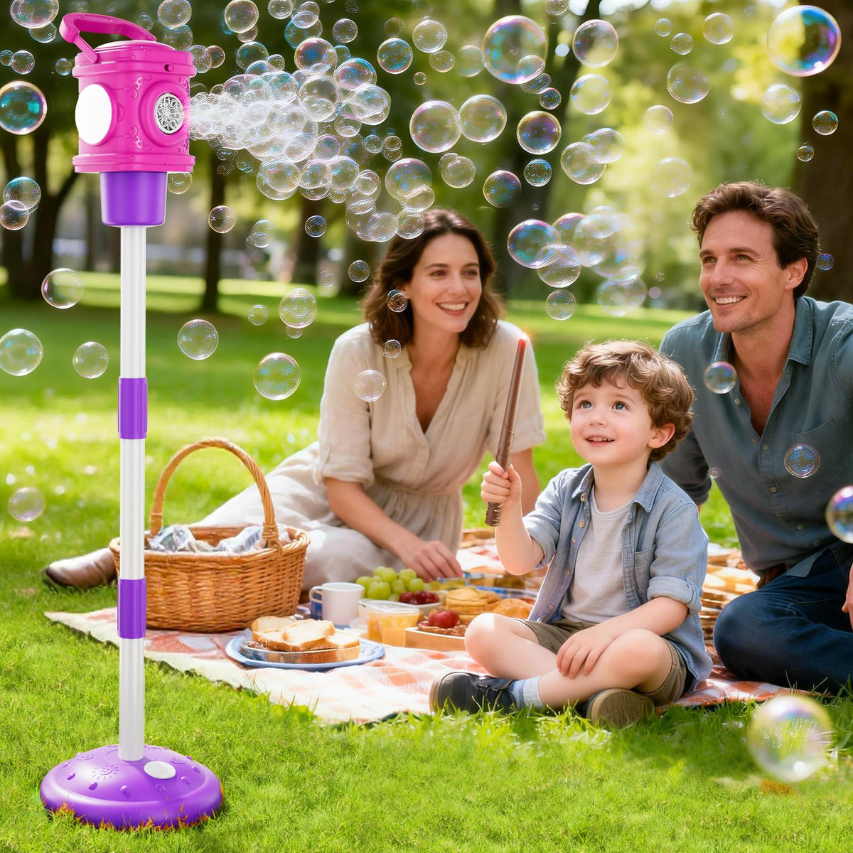 Bennol street-lamp bubble machine remote wand enabling lighting and bubbles