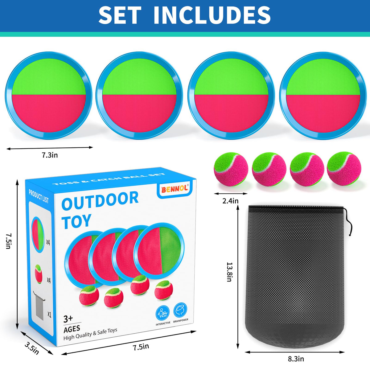 Bennol toss and catch balls ready for yard or beach fun.