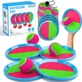 Bennol Toss and Catch paddles in action for kids' outdoor play and hand-eye coordination.