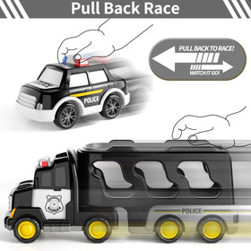 Bennol trailer carrying four mini police cars keeps play organized