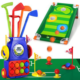 Bennol upgraded kids golf set cart with balls enables easy on-the-go play.