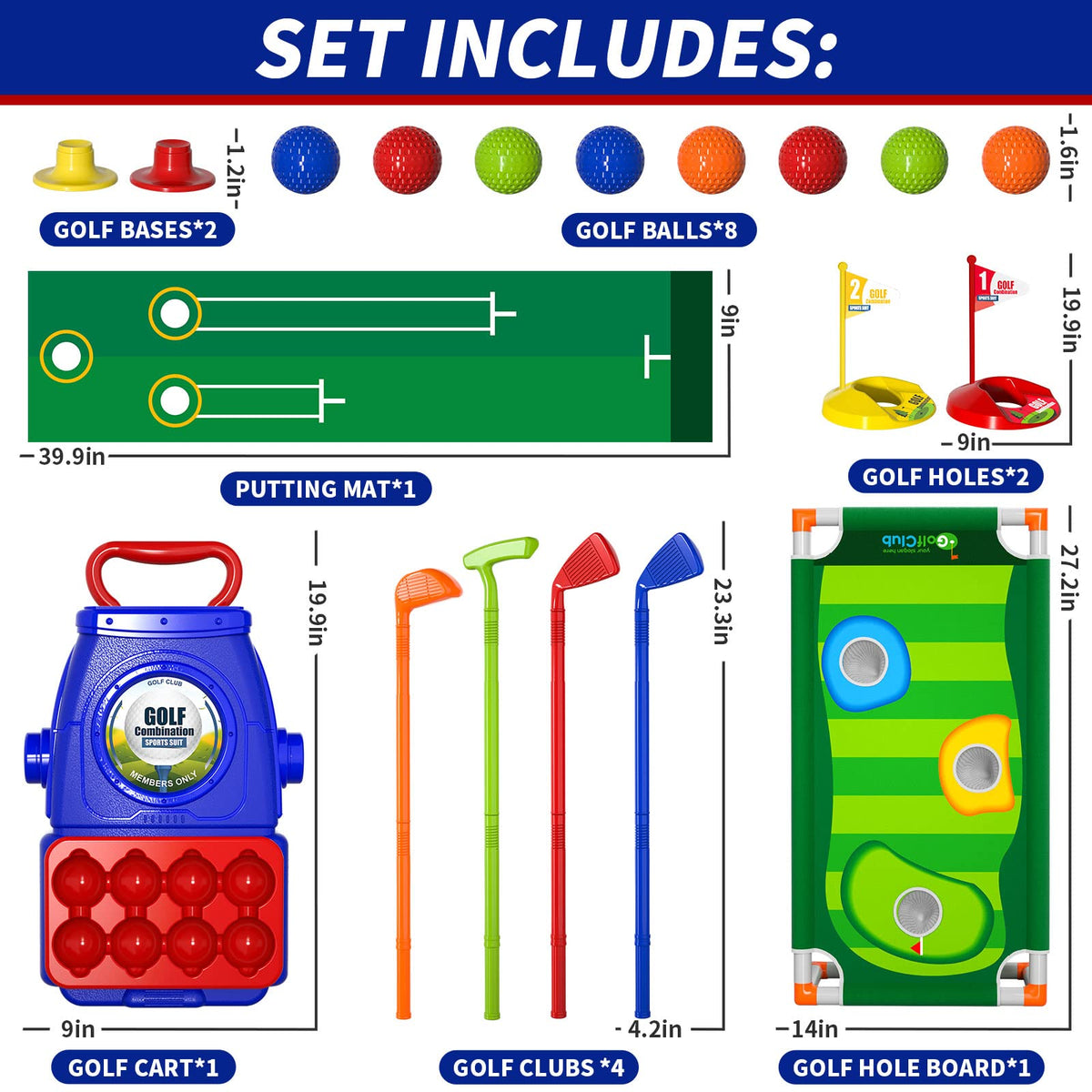 Bennol upgraded kids golf set two flags guide target practice.