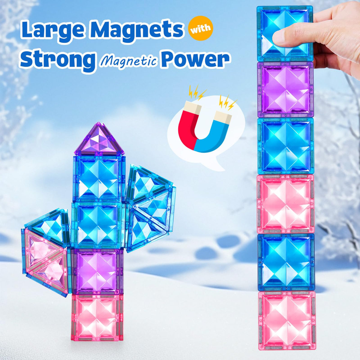 BENOKER castle tiles with strong magnets help build stable ice palaces.