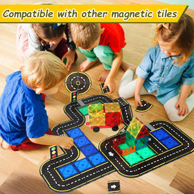 BENOKER Magnetic Tiles Road Set compatible tiles expand your current collection safely