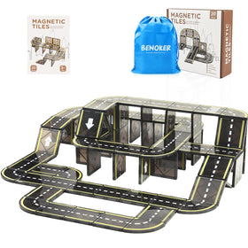 BENOKER Magnetic Tiles Road Set road elements for creative track designs
