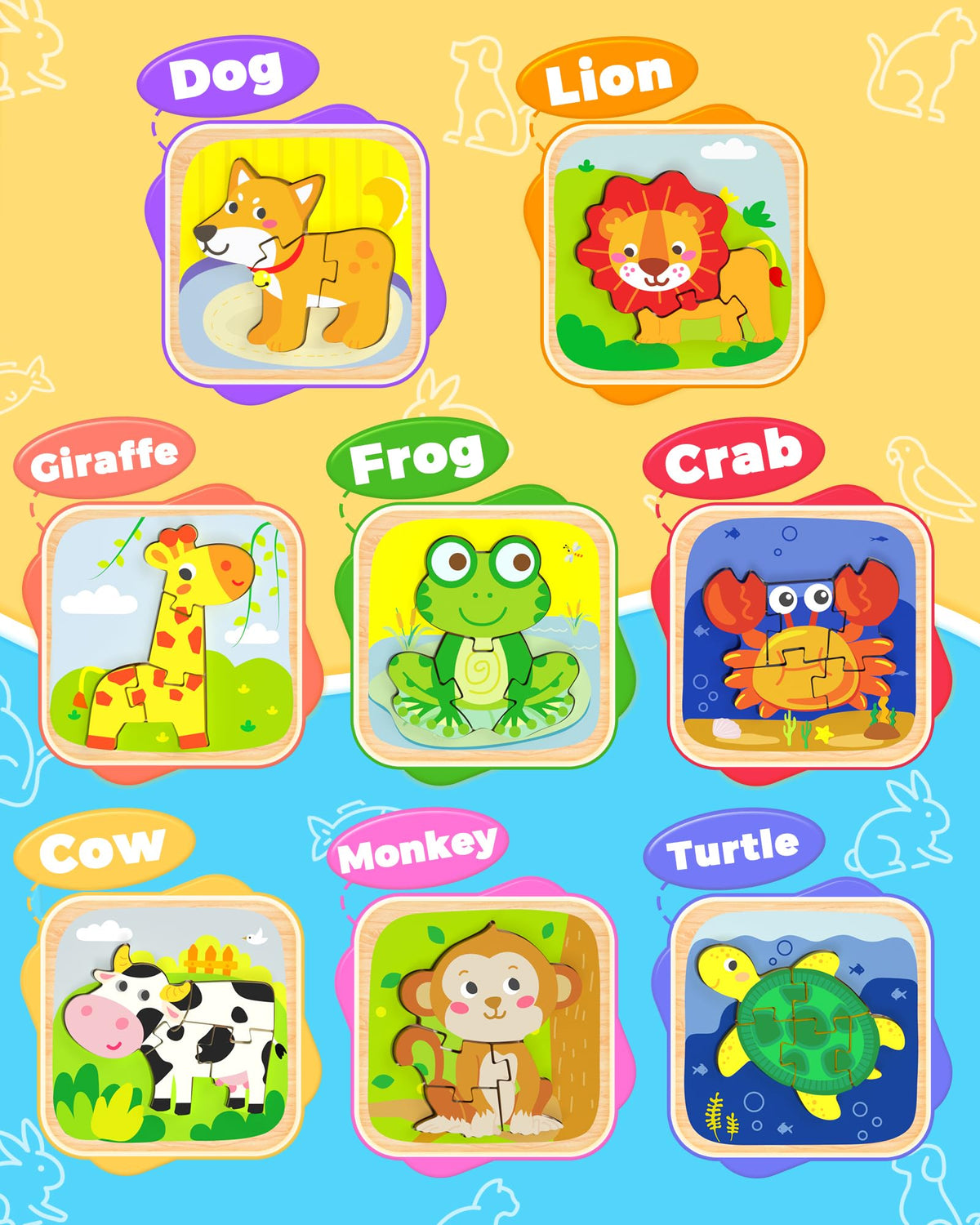 Benresive wooden toddler puzzle turtle piece encourages fine motor play and focus.