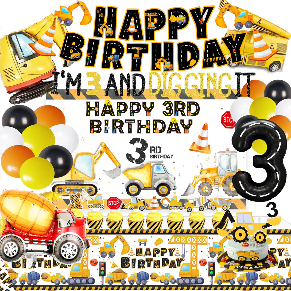 Beoxagar birthday banner adds a bright construction party focal point for photos.
