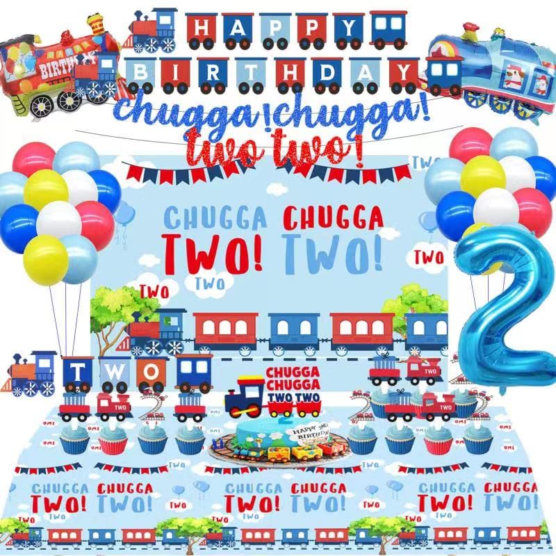 BEOXAGAR Chugga Chugga Two Two banner decor for a festive 2nd birthday celebration.