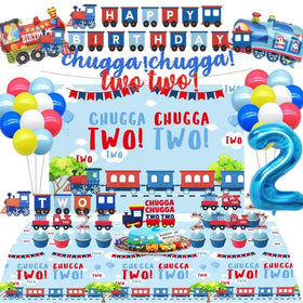 BEOXAGAR Chugga Chugga Two Two banner decor for a festive 2nd birthday celebration.